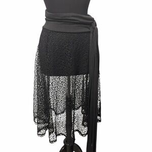 Ingear Black Lace High-Low Wrap Skirt